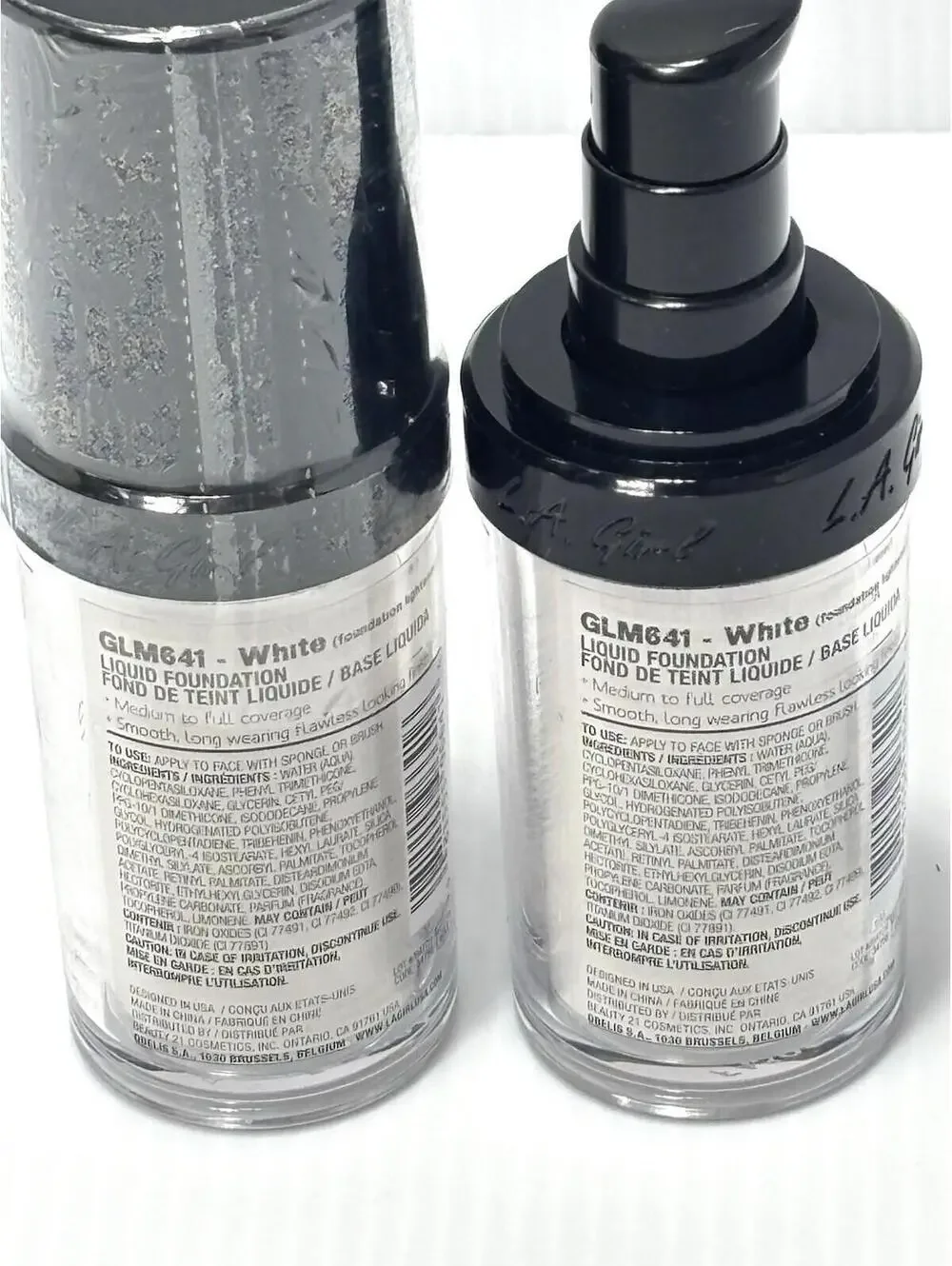 LA Girl PRO Coverage HD Illuminating Liquid Foundation GLM641 White Lot of 2